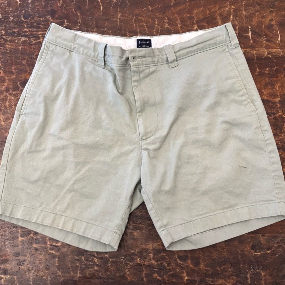 J. Crew Men's Sage Green Flat Front Shorts